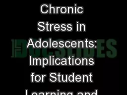 Minority-related Chronic Stress in Adolescents: Implications for Student Learning and