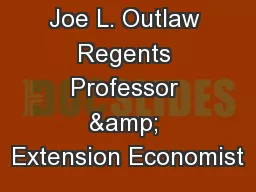 Joe L. Outlaw Regents Professor & Extension Economist