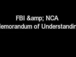 FBI & NCA Memorandum of Understanding