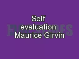 Self evaluation Maurice Girvin