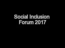 Social Inclusion Forum 2017
