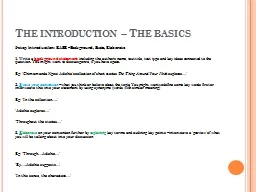 The introduction – The basics