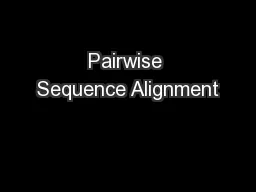 Pairwise Sequence Alignment