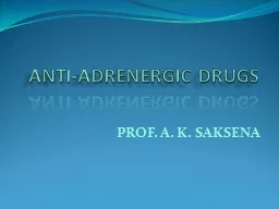 ANTI-ADRENERGIC DRUGS PROF. A. K. SAKSENA