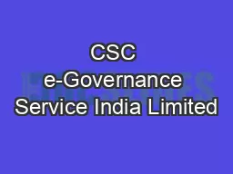 CSC e-Governance Service India Limited