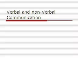 Verbal and non-Verbal Communication