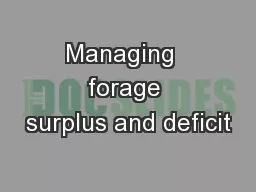 Managing  forage surplus and deficit