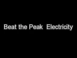 Beat the Peak  Electricity