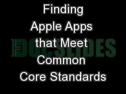 Mining Gems:  Finding Apple Apps that Meet Common Core Standards