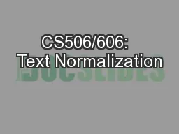 CS506/606:  Text Normalization
