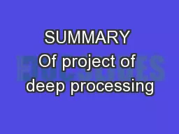 SUMMARY Of project of deep processing