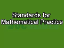 Standards for Mathematical Practice