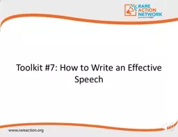 Toolkit  #7:  How to Write an Effective Speech