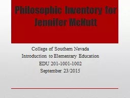 Philosophic Inventory for Jennifer McNutt