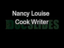 Nancy Louise Cook Writer