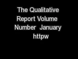 The Qualitative Report Volume  Number  January   httpw