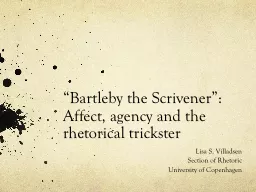 “Bartleby the Scrivener”: Affect, agency and the rhetorical trickster