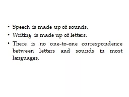 Speech is made up of sounds.