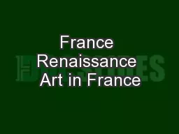 France Renaissance Art in France