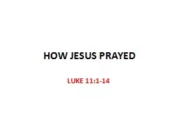 HOW JESUS PRAYED LUKE 11:1-14