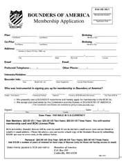Rev  BOUNDERS OF AMERICA Membership Application BOA US