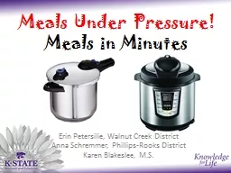 Meals Under Pressure! Meals in Minutes