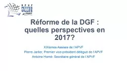 Réforme de la DGF : quelles perspectives en 2017?