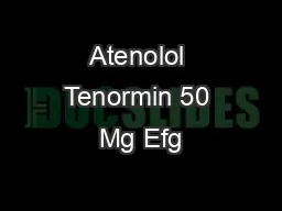 Atenolol Tenormin 50 Mg Efg