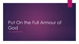 Put On the Full Armour of God