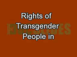Rights of  Transgender People in