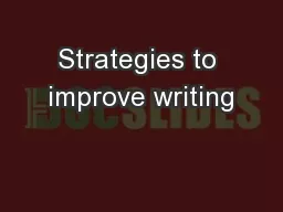 Strategies to improve writing