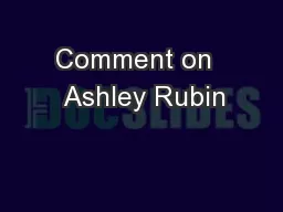 Comment on   Ashley Rubin