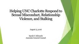 Helping UNC Charlotte Respond to Sexual Misconduct, Relationship Violence, and