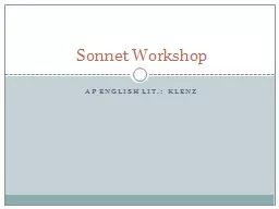AP English Lit.:  Klenz Sonnet Workshop