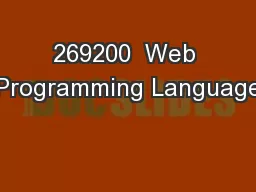 269200  Web Programming Language