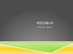 Vocab #1 “A Teacher Speaks”