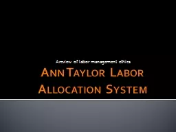 Ann Taylor Labor Allocation System