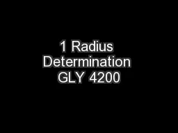 1 Radius Determination GLY 4200