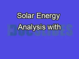 Solar Energy Analysis with