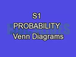S1 PROBABILITY Venn Diagrams