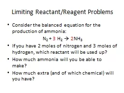 Limiting Reactant/Reagent Problems
