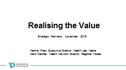Realising  the Value  Strategic Partners, November 2016