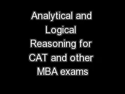 Analytical and Logical Reasoning for CAT and other MBA exams