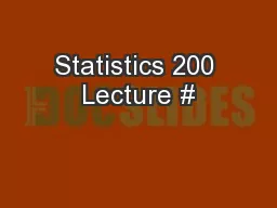 Statistics 200 Lecture #