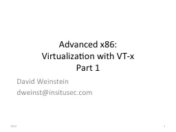 Advanced x86:  Virtualization with VT-x