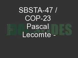 SBSTA-47 / COP-23 Pascal Lecomte -