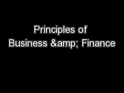 Principles of Business & Finance