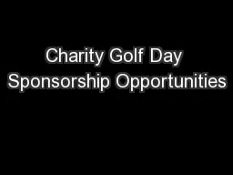 Charity Golf Day Sponsorship Opportunities