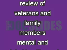 Call to Mind A review of veterans and family members mental and related health needs