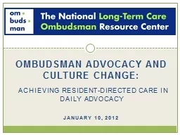 Ombudsman  Advocacy and Culture Change
